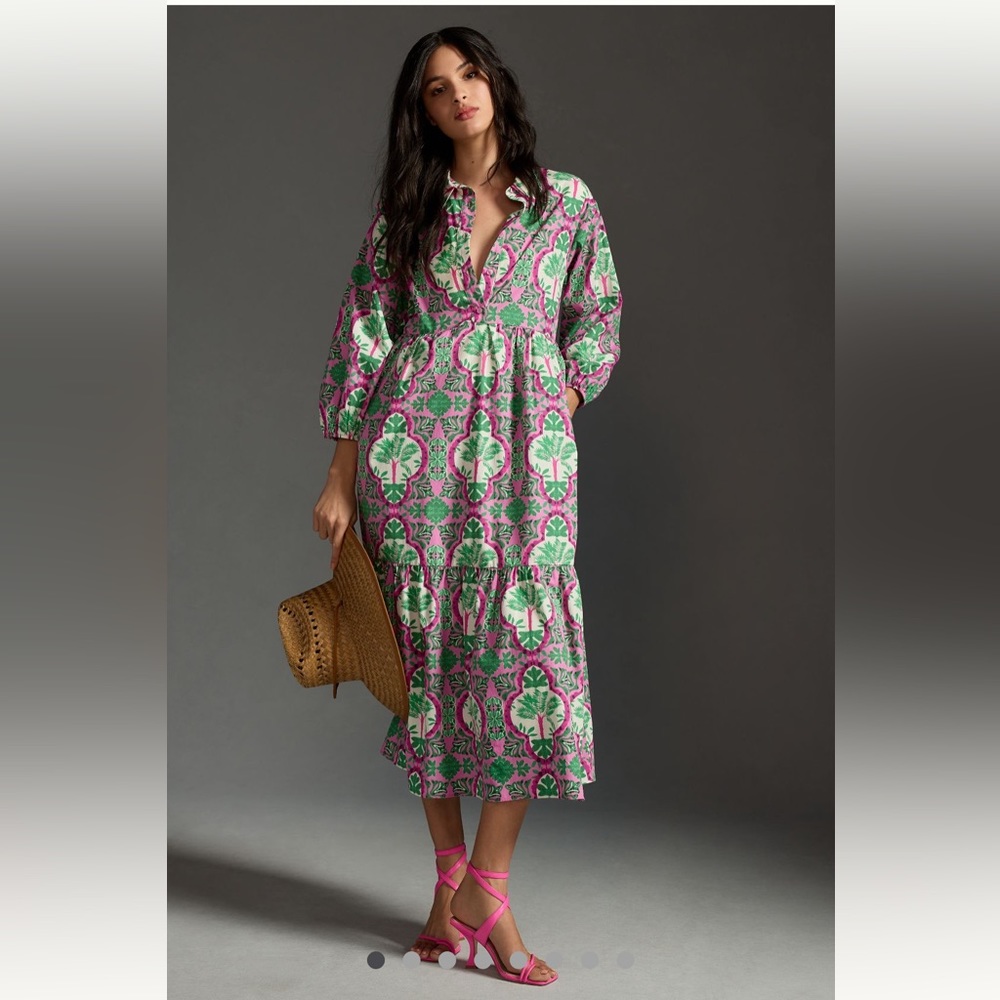 THE BETTINA TIERED SHIRT DRESS XS Anthropologie